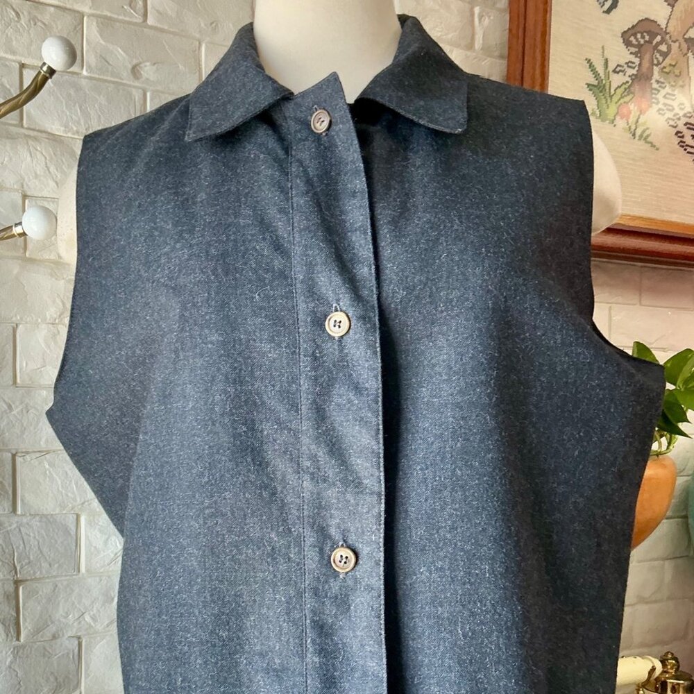Vintage 1990s Minimalist Chic Morton Bernarnd 100% Wool Cropped Vest Size 16 - Picture 3 of 8